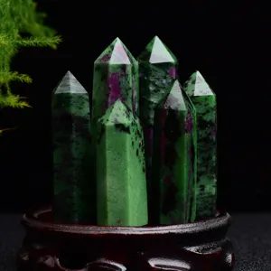 Colonne de cristal de rubis zoisite naturelle pointe pierre précieuse décoration