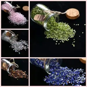 Natural crystal chips in glass bottles gemstone crushed stones for DIY home decor