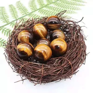 Natural Tiger Eye Crystal Spheres Set Polished Gemstone Ornaments for Home Decor Detail View