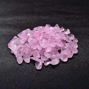 Natural rose quartz crystal chips bulk, small polished pink stones for DIY bracelets.