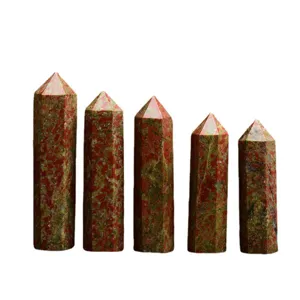Ensemble de bâtons de guérison en cristal hexagonal unakite naturel pour déco bureau