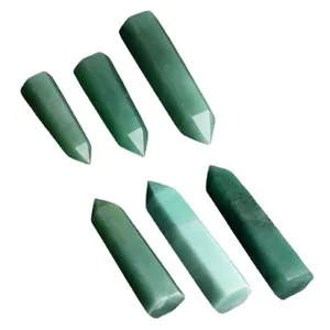 Natural green aventurine crystal wand hexagonal prism healing stone home decor display piece