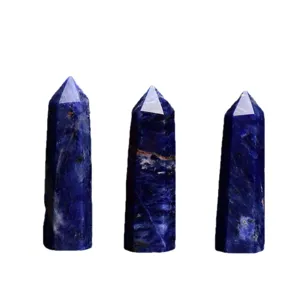 Pilier en cristal de sodalite naturelle tour polie en pierre brute déco pour bureau maison