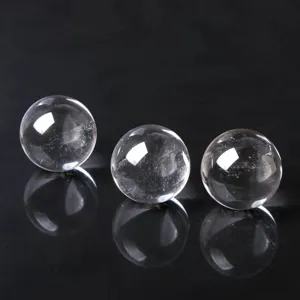 Clear natural white crystal ball detail shot, flawless smooth polished surface with natural texture.