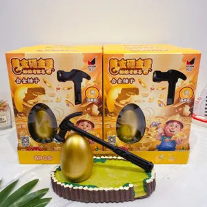 Creative Golden Egg Smashing Toy Set Children Educational Blind Box Toy With Alloy Hammer And Surprise Jewelry Gift Box