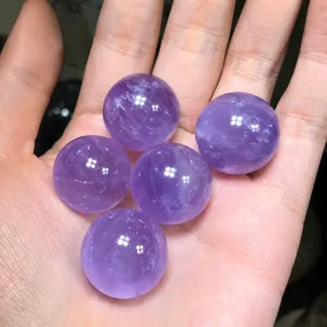 Natürliches Amethyst Kristall Kugel Set roher Stein poliert Heilstein Heimdekor 5Stk