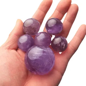 Natürliche Amethyst Kristall Kugeln polierter Edelstein Heimdekoration Heilkugel Set