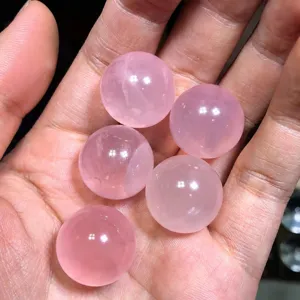 Natural rose quartz crystal ball sphere gemstone polished healing stone home decor 5pcs