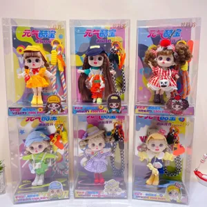 Cute vinyl fashion doll trend pendant multi-joint movable toy keychain in box display.