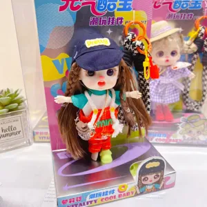 Cute vinyl doll pendant fashion blind box toy with movable joints and cute backpack charm