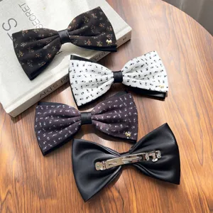 Vintage floral bow hair clip with cute puppy charm elegant spring barrette for women and girls