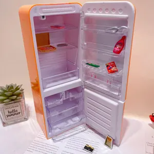 Mini toy refrigerator blind box set with cute miniature food accessories for kids pretend play