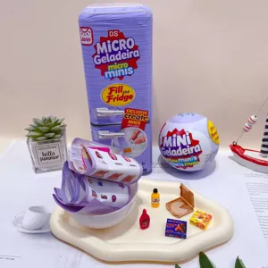 Creative mini refrigerator blind box toy set cute children play house miniature fridge toy ball