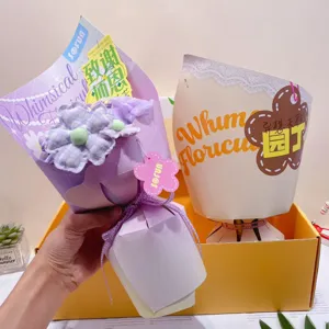 Handmade fabric flower pen bouquet cute dopamine color gift wrapping for teachers day