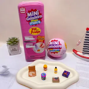 Mini refrigerator blind box toy set cute miniature food figures cute kids pretend play toys