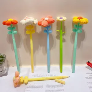 Dopamine fabric flower pen cute creative stationery gift colorful plush floral ballpoint pen