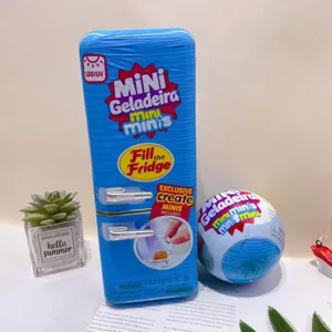 Creative mini fridge blind box toy set with cute miniature accessories and UV glue for kids.