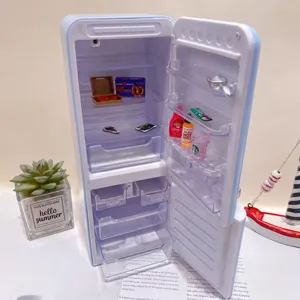 Mini refrigerator blind box toy set, cute miniature dollhouse food accessories for kids.