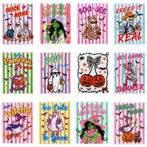 Halloween embroidered patches set funny ghost witch skeleton iron-on appliques DIY decor