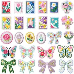 Embroidered floral stamp and butterfly patches, perfect for DIY clothing, jackets, bags, and jeans.