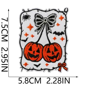 Halloween pumpkin cherry embroidered patch DIY clothing jacket bag iron-on badge accessory