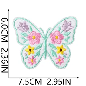 Butterfly floral embroidery patch iron on badge cute applique for clothing jeans bag