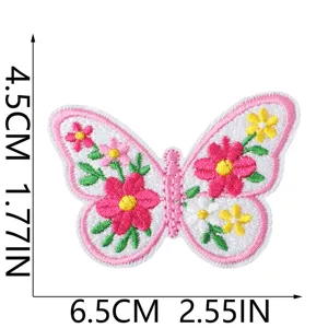 Embroidered butterfly flower patch iron on badge applique clothing jeans repair badge sticker