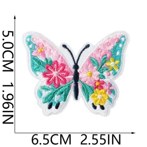 Floral butterfly embroidered patch DIY clothing jeans backpack decorative sticker size 6.5x5cm