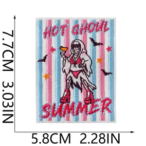 Halloween spooky mummy girl embroidered patch applique clothing accessory iron on badge
