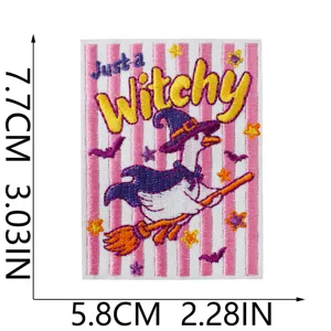 Halloween Witch Goose Embroidered Patch Cute Animal Iron-on Clothing Applique Badge