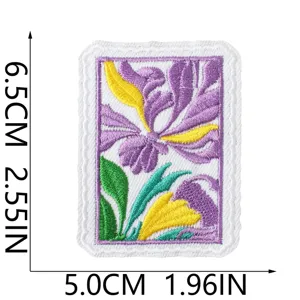 Floral stamp embroidered patch iron-on badge for clothes jeans bags decoration accessory