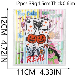 Halloween embroidered patches set 12pcs decorative iron-on badges for clothing and bags.