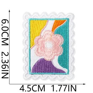 Embroidered floral stamp patch iron on badge for clothing jeans backpack jacket DIY decor.