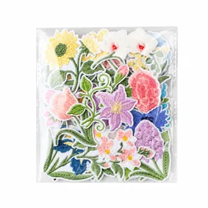 Floral embroidery patches set, 33pcs mixed flower iron-on appliqus for clothing jackets.