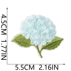 Blue hydrangea embroidered cloth patch for DIY jacket clothing decoration iron on badge