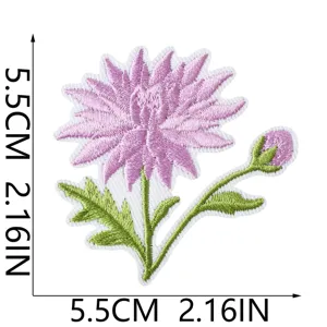 Pink flower embroidered patch iron on badge cute daisy applique for clothing jacket DIY 5.5cm