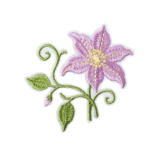 Embroidery flower patch iron on badge cute pink floral applique DIY clothing jacket decor