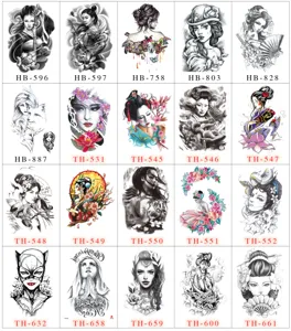 Japanese geisha and beauty temporary tattoo stickers, waterproof half arm body art design.