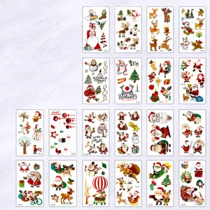 Christmas Temporary Tattoo Stickers Waterproof Cartoon Santa Claus Elk Snowman Festive Party Body Art Decor For Kids