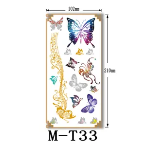 Wholesale hot stamping butterfly temporary tattoo sticker waterproof metallic body art decal