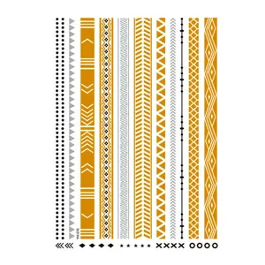 Adesivo per tatuaggio temporaneo metallico oro argento linee geometriche arte corporea impermeabile