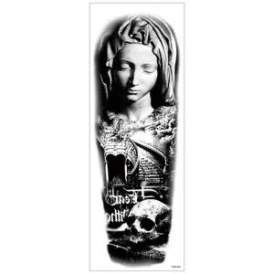 Autocollant de tatouage temporaire étanche pour bras gothique crâne noir et blanc grand