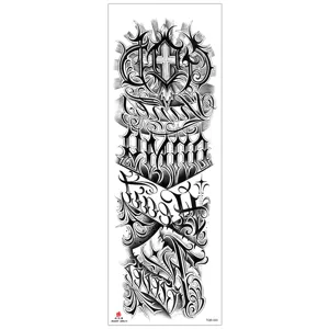 Waterproof full arm temporary tattoo sleeve for men and women, gothic style black tattoo sticker.