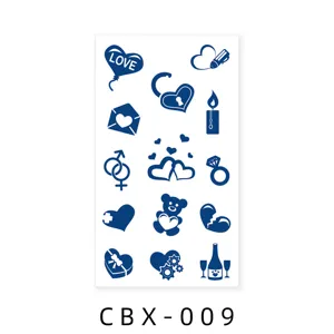 Waterproof herbal juice temporary tattoo sticker with cute love heart and bear designs main.