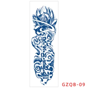 Herbal full arm temporary tattoo sticker, waterproof lotus and cloud design for men and women