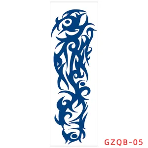 Herbal full arm temporary tattoo sticker waterproof blue tribal totem art sticker