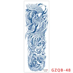 Herbal full arm temporary tattoo sticker, waterproof long-lasting fake tattoo design for men women.