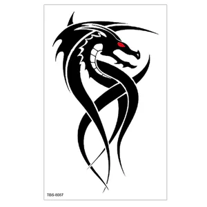 Autocollant de tatouage temporaire de dragon tribal noir imperméable pour art corporel