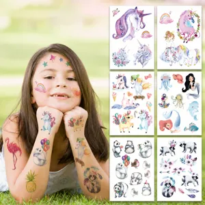 Kids Cartoon Waterproof Temporary Tattoo Stickers Unicorn Flamingo Animal Flower Cute Body Art Sticker For Children Party Decor