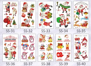 Christmas temporary tattoos for kids waterproof cartoon Santa sticker set 10 sheets pack